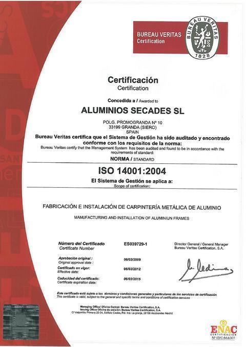 Certificado ISO 14001/2004